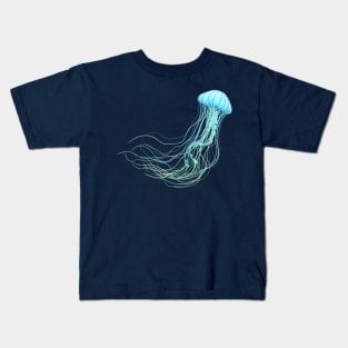 Glowing light blue jellyfish illustration Kids T-Shirt